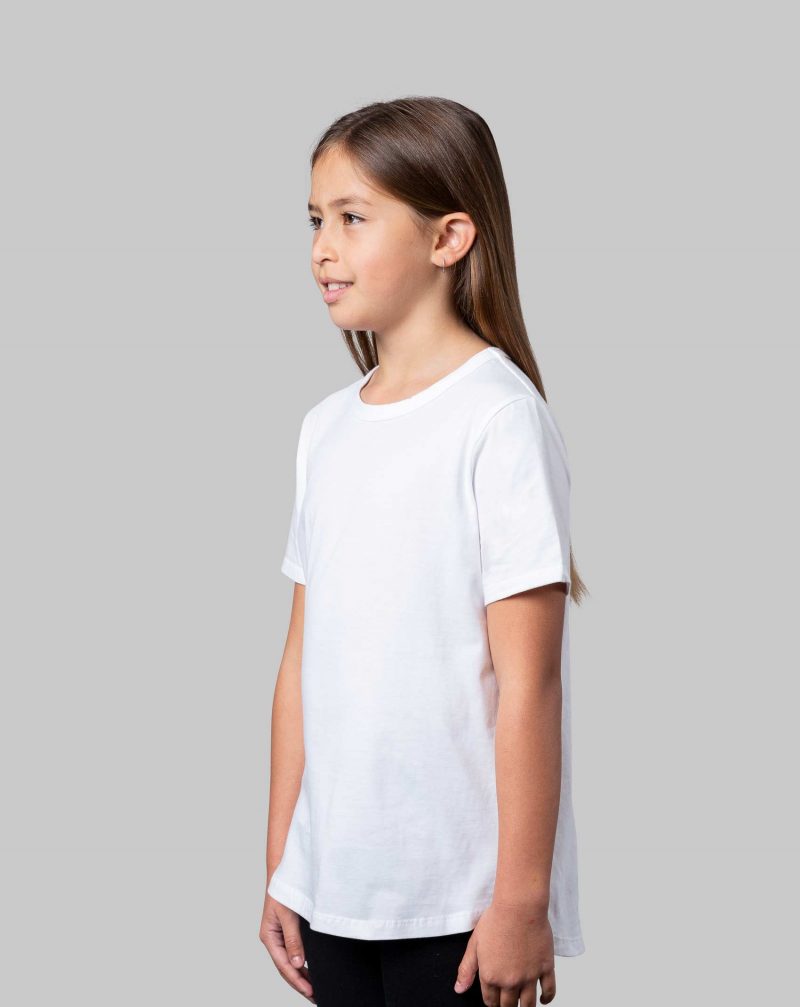 girls kids curved hem t-shirt b5 white angle