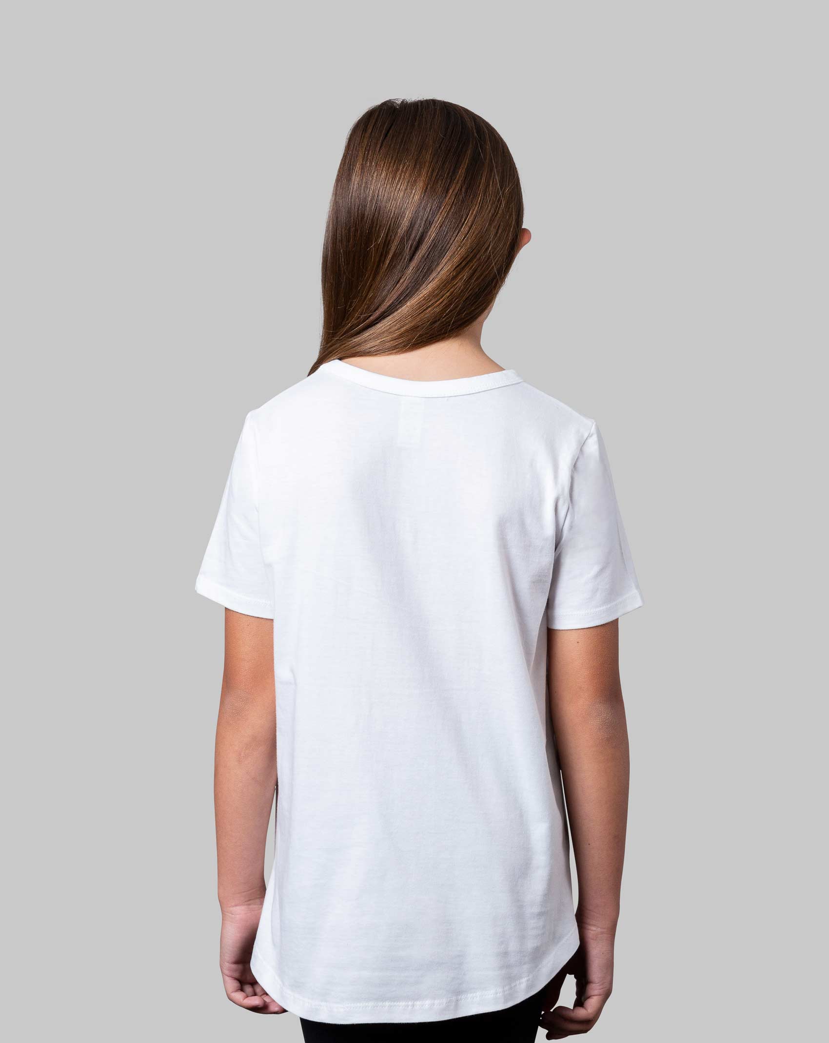 girls kids curved hem t-shirt b5 white back cb clothing