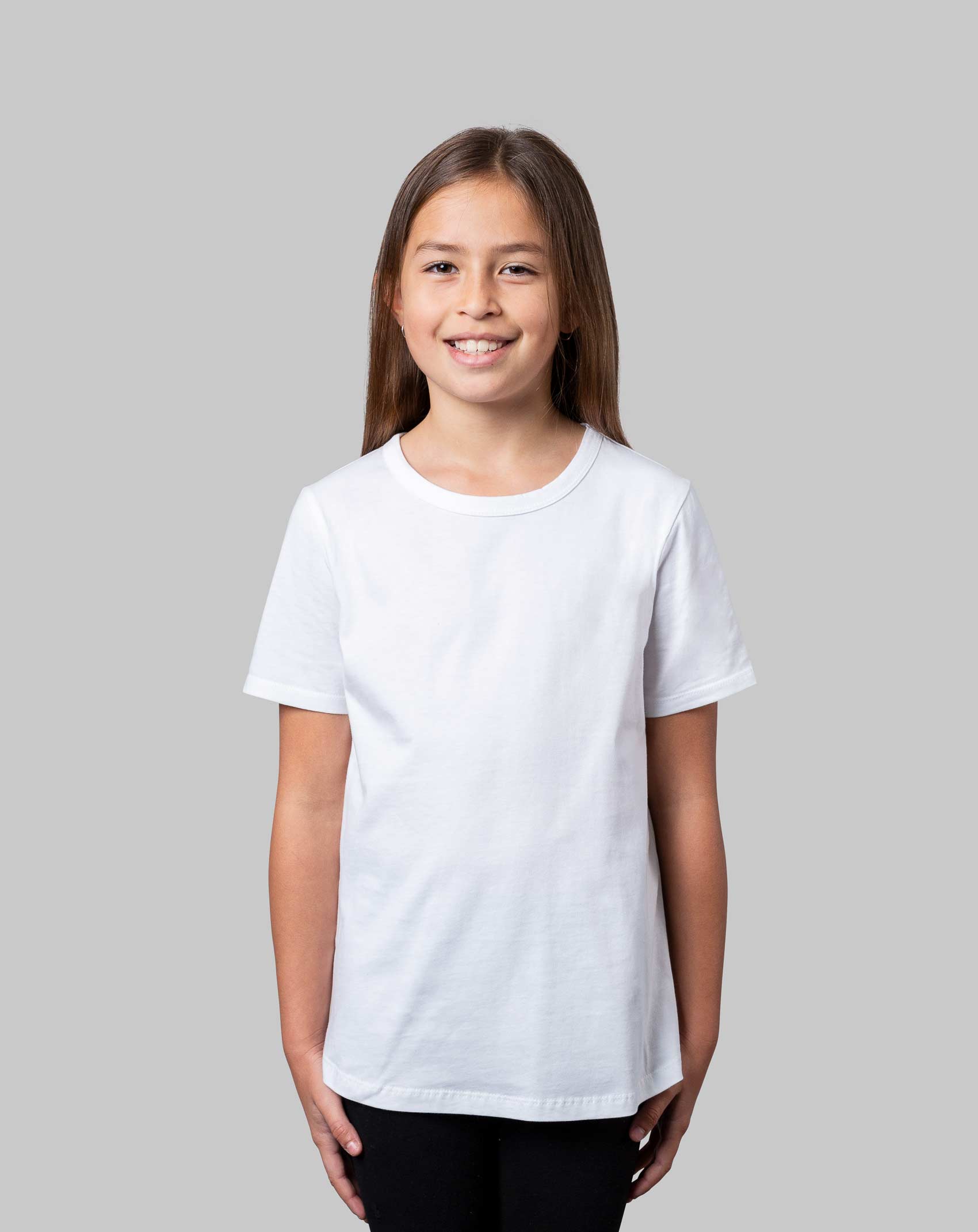 girls kids curved hem t-shirt b5 white cb clothing